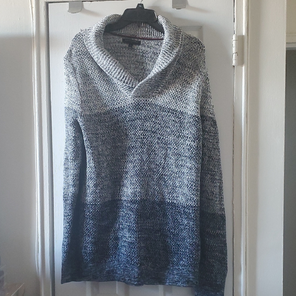 Banana Republic Gray and Black Shawl Neck Sweater